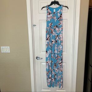 PinkBlush Aqua Floral Sleeveless Maternity Maxi Dress Size Small